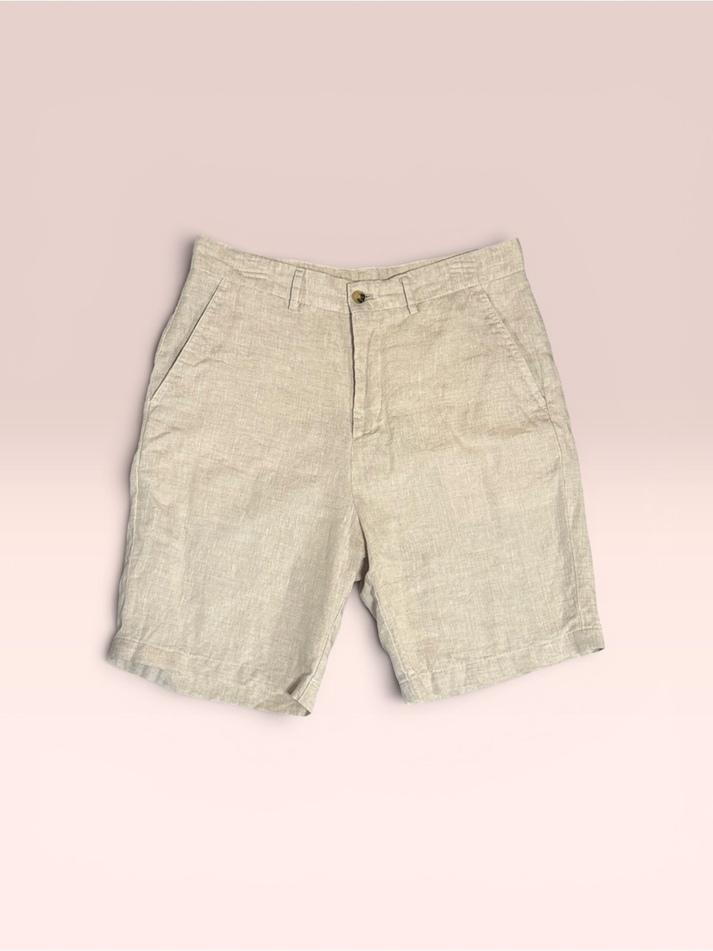 Zara Linen-Blend High-Rise Bermuda Shorts in Beige - Picture 2 of 2